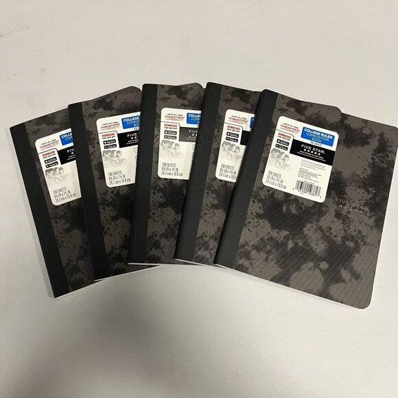 Five Star Composition Notebook College Ruled 100 Sheets Black Bitmap Pack of 10